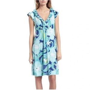 Lilly Pulitzer The Clare Midi Dress Do the Wave in True Blue Size XL